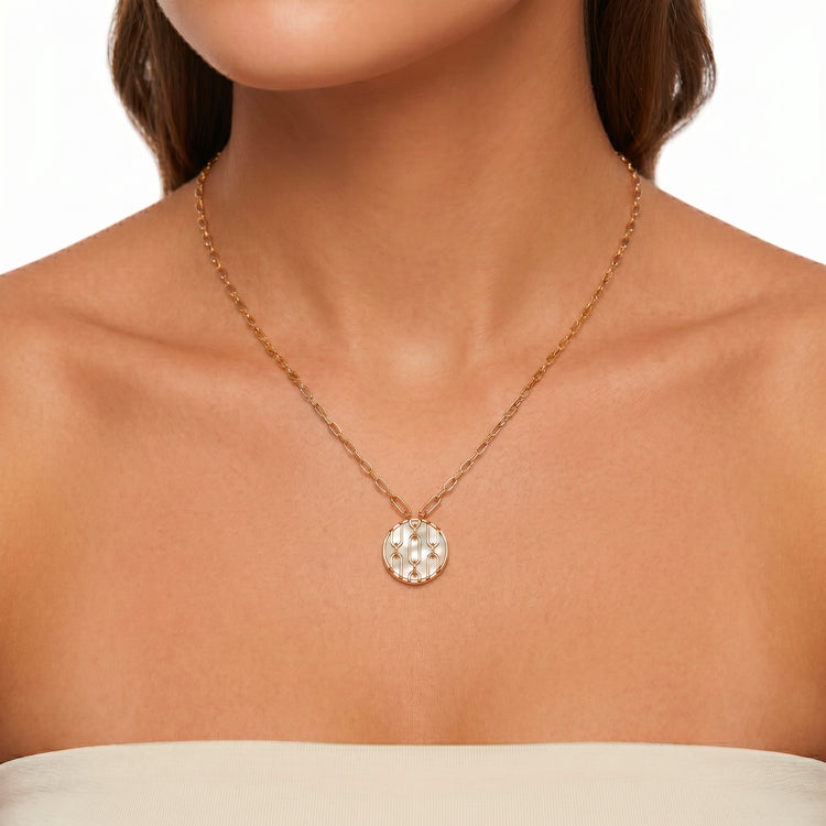 Collier Forçat - Doré Or jaune 18k, Pierre de lune blanche - Maison Di Giorgio