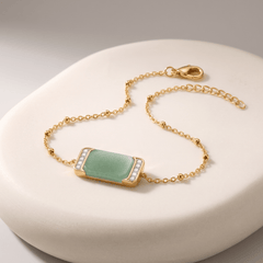 Bracelet - Doré Or jaune 18k et rhodié, Aventurine, Oxyde de zirconium - Maison Di Giorgio