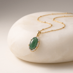 Pendentif avec chaîne - Doré Or jaune 18k et Argenté, Aventurine, Oxyde de zirconium - Maison Di Giorgio