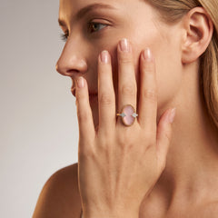 Bague Révélation - Dorée Or jaune 18k, Calcédoine, Oxyde de zirconium - Maison Di Giorgio
