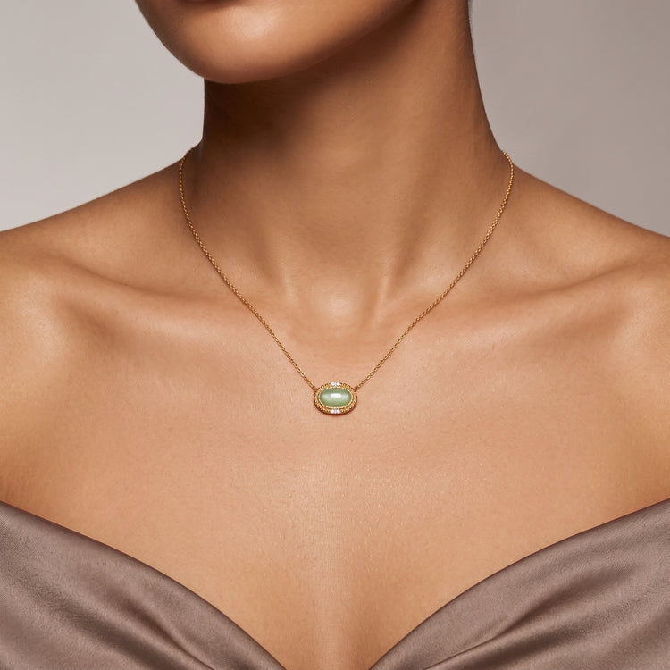 Collier Irisée - Doré Or jaune 18k, Aventurine, Oxyde de zirconium - Maison Di Giorgio