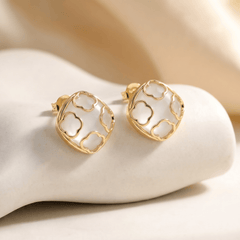 Boucles d'oreilles Fortuna - Dorées Or jaune 18k, Pierre de lune blanche - Maison Di Giorgio
