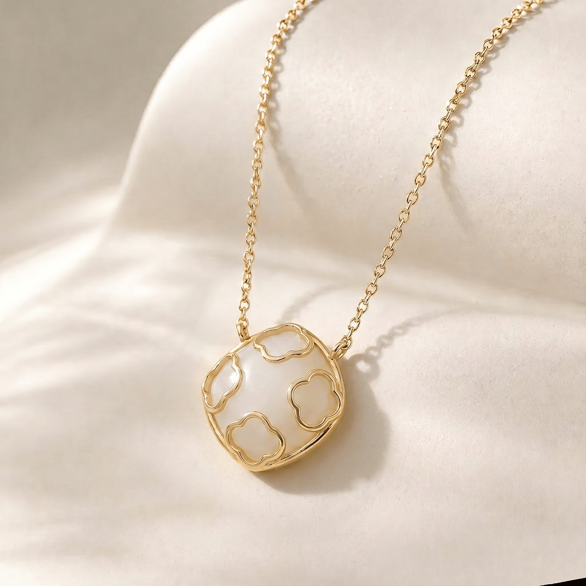 Collier Fortuna - Doré Or jaune 18k, Pierre de lune blanche - Maison Di Giorgio
