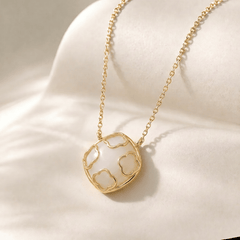 Collier Fortuna - Doré Or jaune 18k, Pierre de lune blanche - Maison Di Giorgio