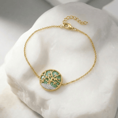 Bracelet Albero - Doré Or jaune 18k, Amazonite & Oxyde de zirconium - Maison Di Giorgio