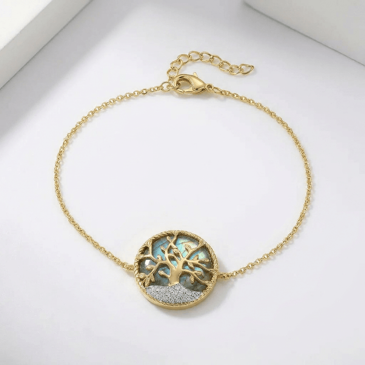 Bracelet Albero - Doré Or jaune 18k, Labradorite & Oxyde de zirconium - Maison Di Giorgio