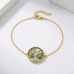 Bracelet Albero - Doré Or jaune 18k, Labradorite & Oxyde de zirconium - Maison Di Giorgio