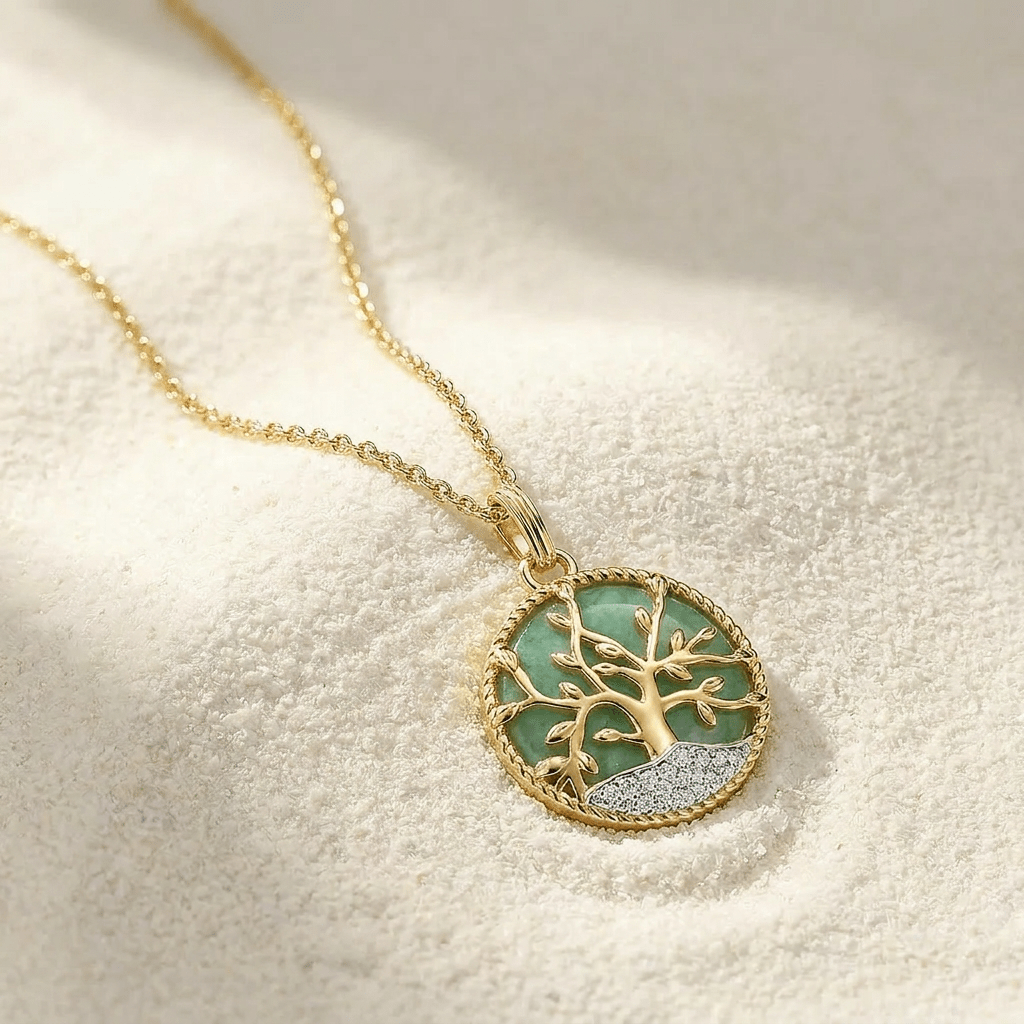 Pendentif Albero - Doré Or jaune 18k, Amazonite & Oxyde de zirconium - Maison Di Giorgio