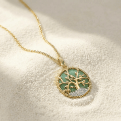 Pendentif Albero - Doré Or jaune 18k, Amazonite & Oxyde de zirconium - Maison Di Giorgio