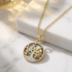 Pendentif Albero - Doré Or jaune 18k, Labradorite & Oxyde de zirconium - Maison Di Giorgio