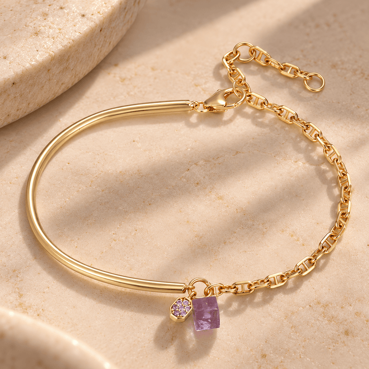 Bracelet - Doré Or jaune 18k, Améthyste et Oxyde de zirconium - Maison Di Giorgio