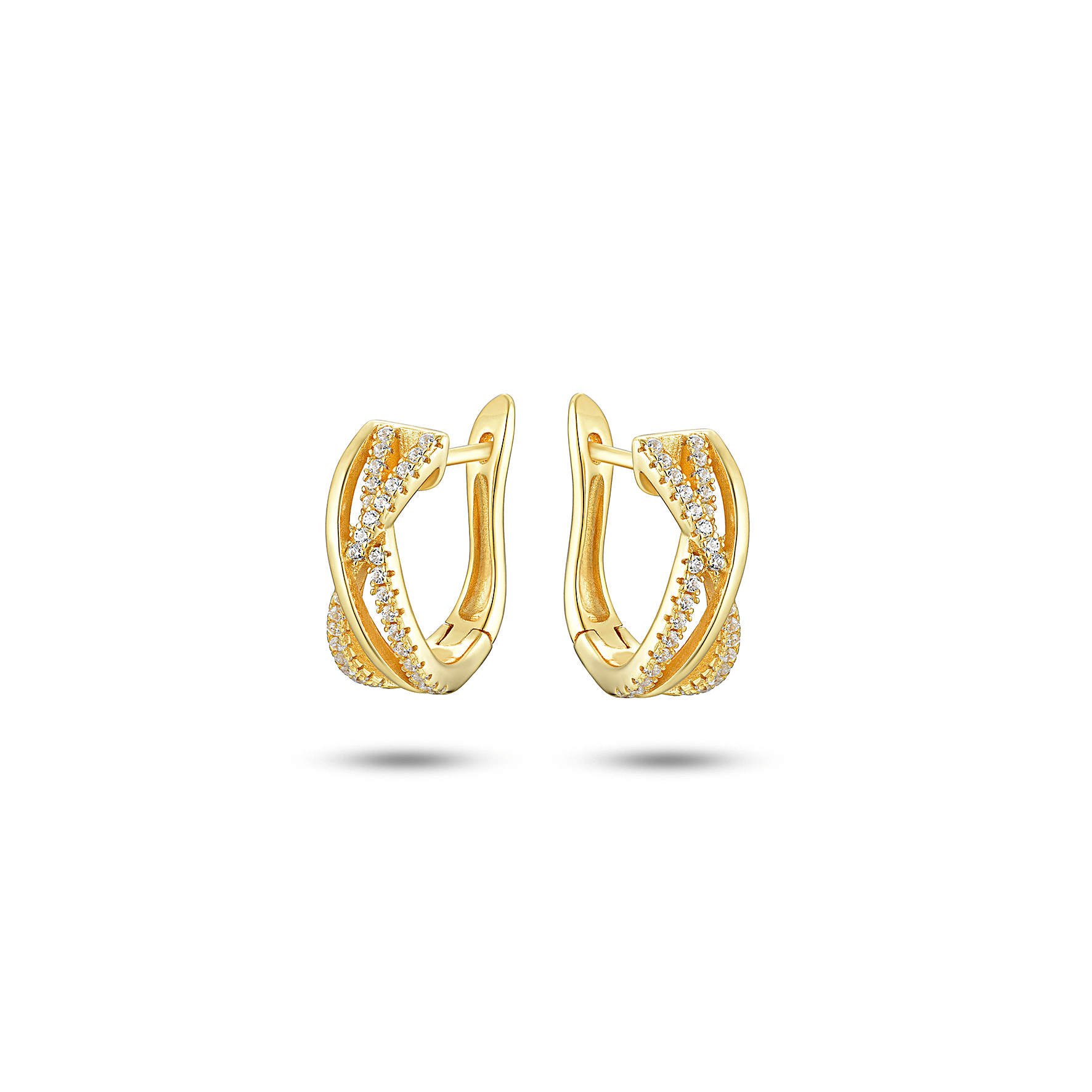 Boucles d'oreilles dorées Or jaune 18k assemblées d'oxyde de zirconium - Maison Di Giorgio