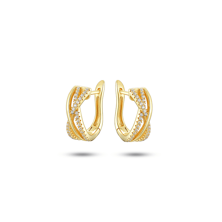 Boucles d'oreilles dorées Or jaune 18k assemblées d'oxyde de zirconium - Maison Di Giorgio