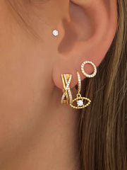 Boucles d'oreilles dorées Or jaune 18k assemblées d'oxyde de zirconium - Maison Di Giorgio