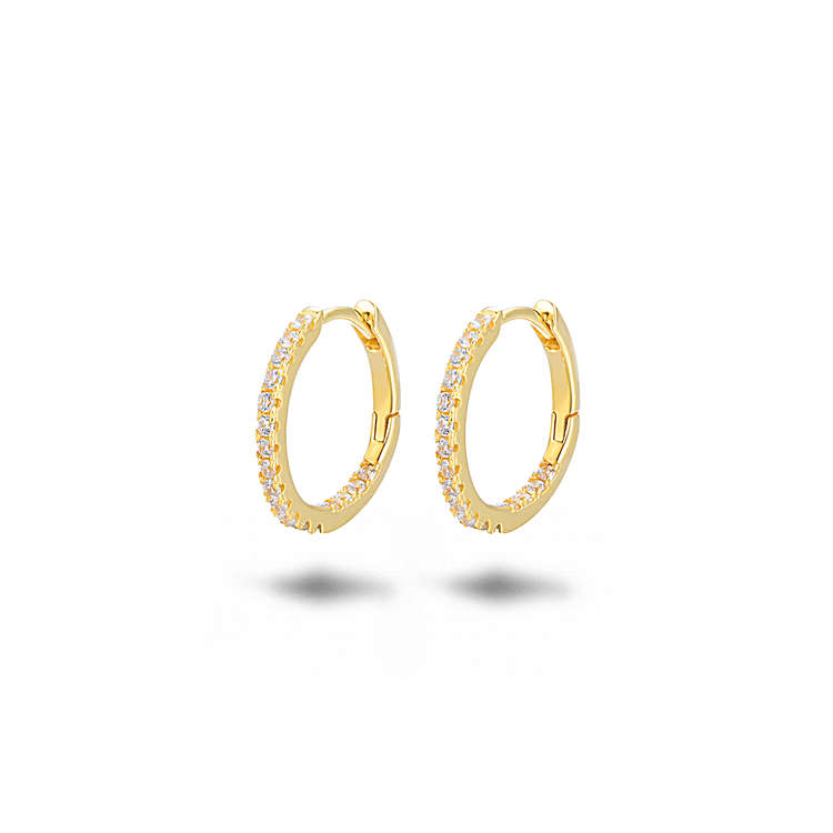 Boucles d'oreilles dorées Or jaune 18k assemblées d'Oxyde de zirconium - Maison Di Giorgio