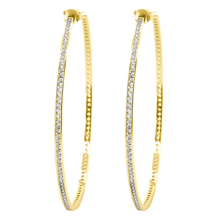 Boucles d'oreilles dorées Or jaune 18k assemblées d'Oxyde de zirconium - Maison Di Giorgio