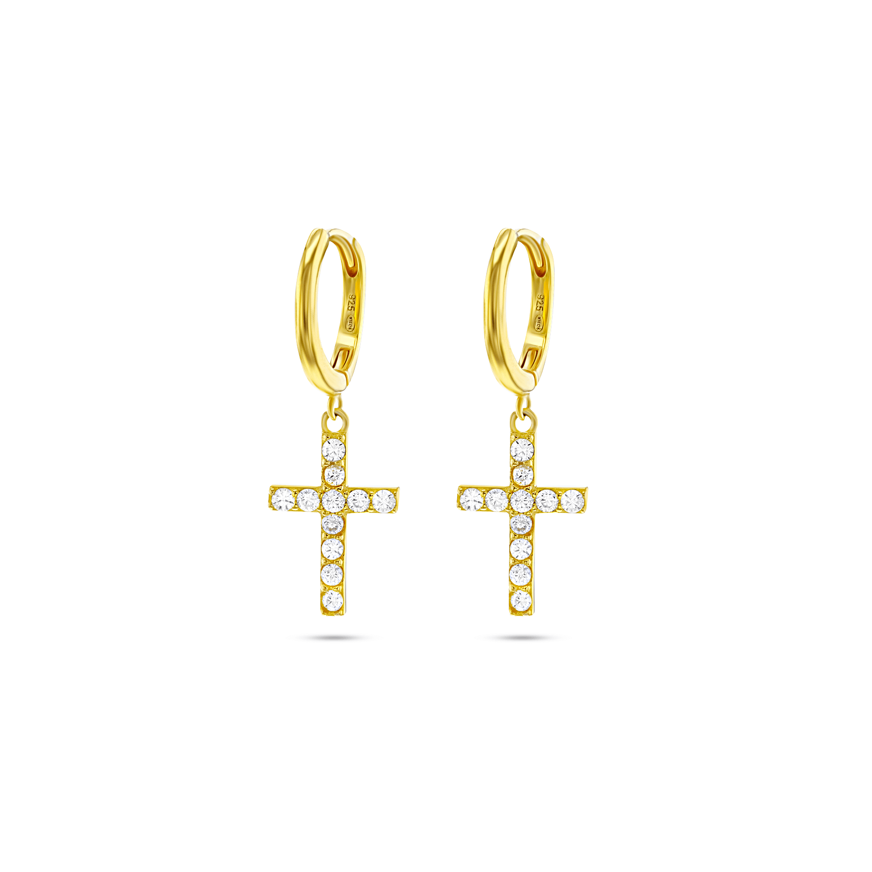 Boucles d'oreilles dorées Or jaune 18k assemblées d'Oxyde de zirconium - Maison Di Giorgio