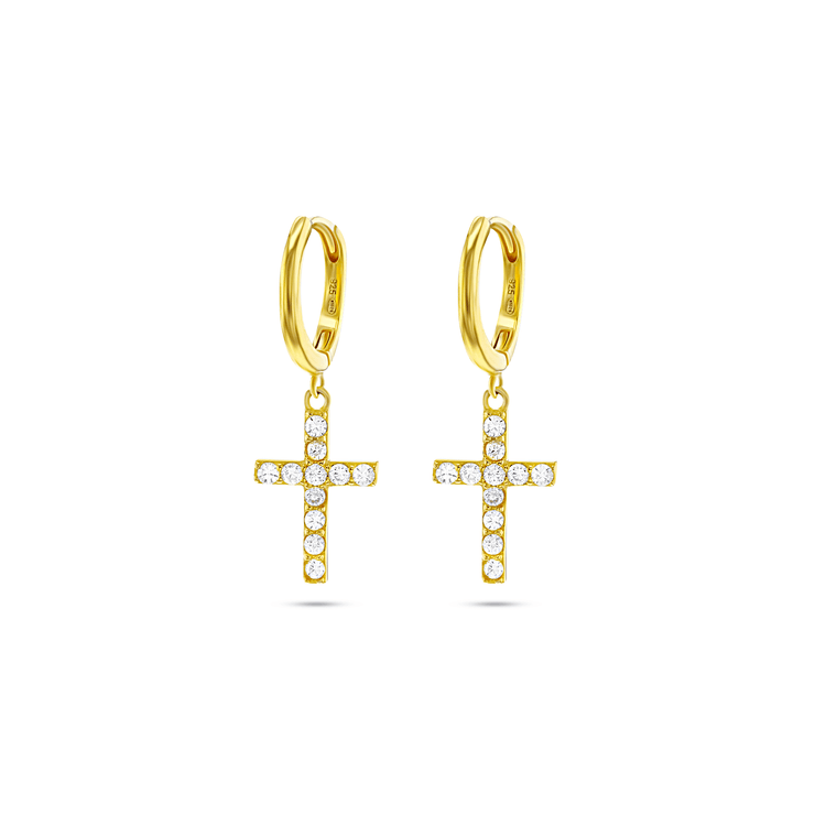 Boucles d'oreilles dorées Or jaune 18k assemblées d'Oxyde de zirconium - Maison Di Giorgio