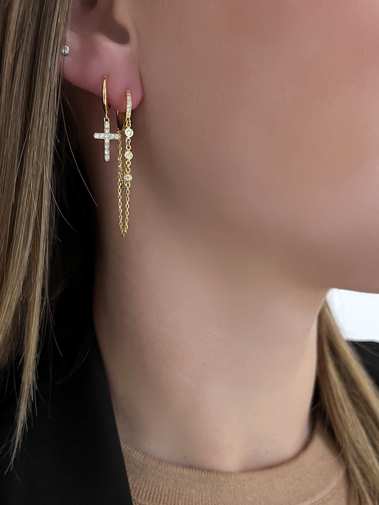 Boucles d'oreilles dorées Or jaune 18k assemblées d'Oxyde de zirconium - Maison Di Giorgio