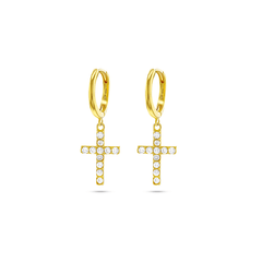 Boucles d'oreilles dorées Or jaune 18k assemblées d'Oxyde de zirconium - Maison Di Giorgio