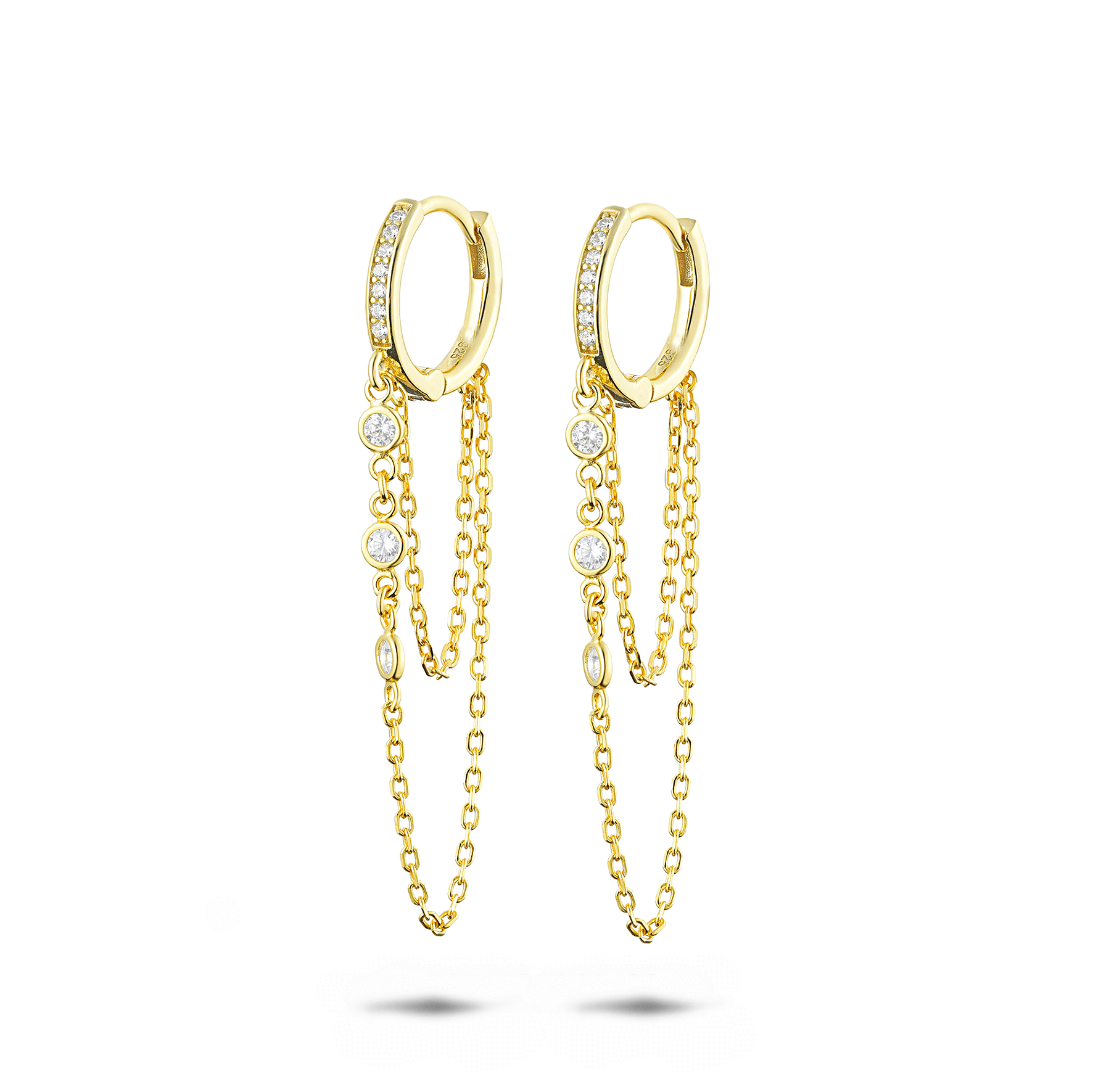 Boucles d'oreilles dorées Or jaune 18k assemblées d'Oxyde de zirconium - Maison Di Giorgio