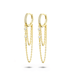 Boucles d'oreilles dorées Or jaune 18k assemblées d'Oxyde de zirconium - Maison Di Giorgio