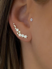 Boucles d'oreilles en Argent 925 doré Or jaune 18k assemblées d'oxyde de zirconium - Maison Di Giorgio