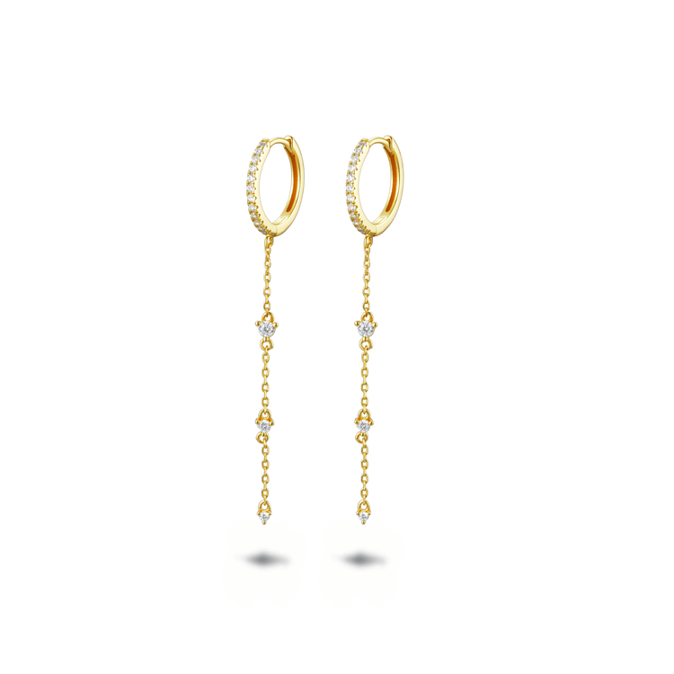 Boucles d'oreilles dorées Or jaune 18k assemblées d'Oxyde de zirconium - Maison Di Giorgio