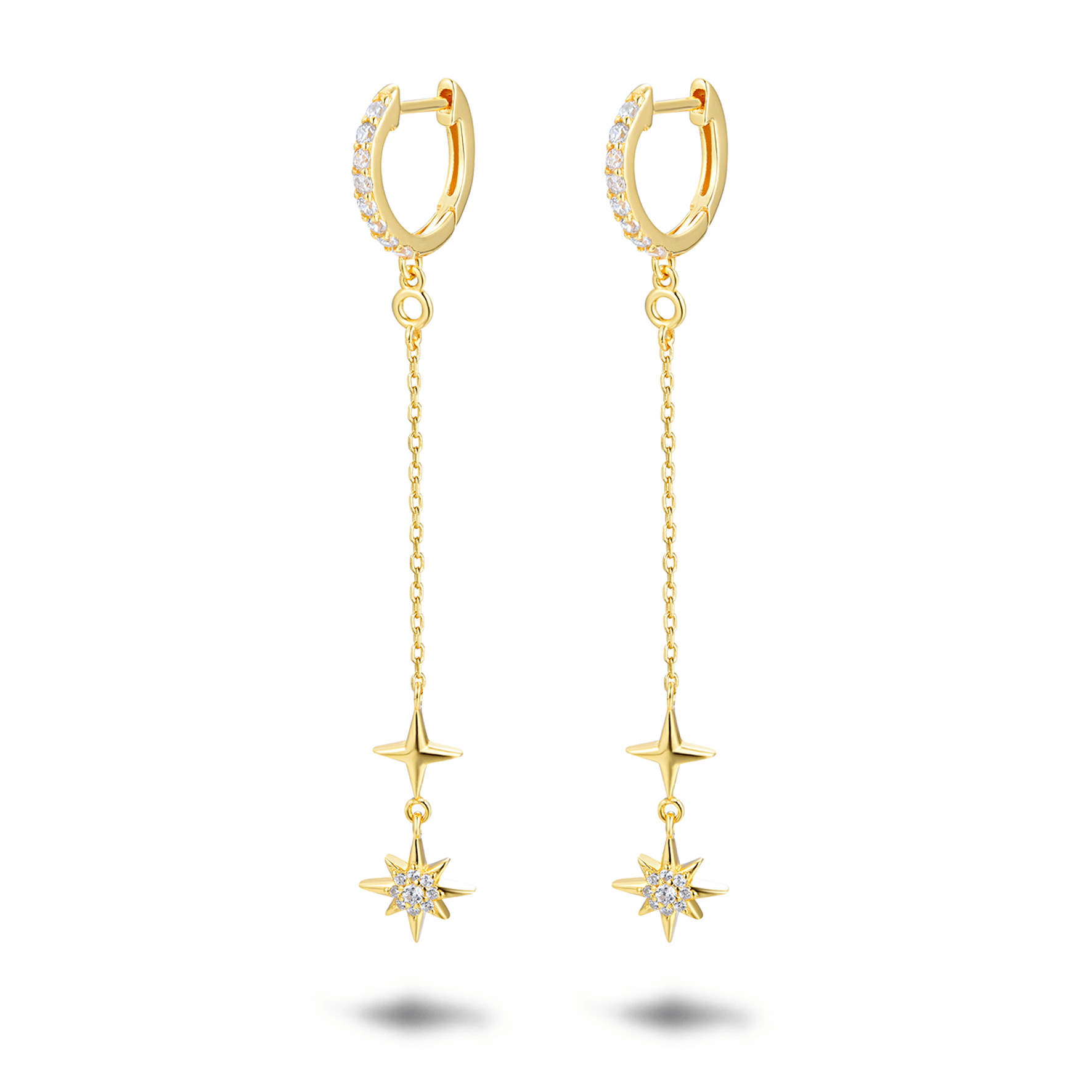 Boucles d'oreilles dorées Or jaune 18k assemblées d'oxyde de zirconium - Maison Di Giorgio
