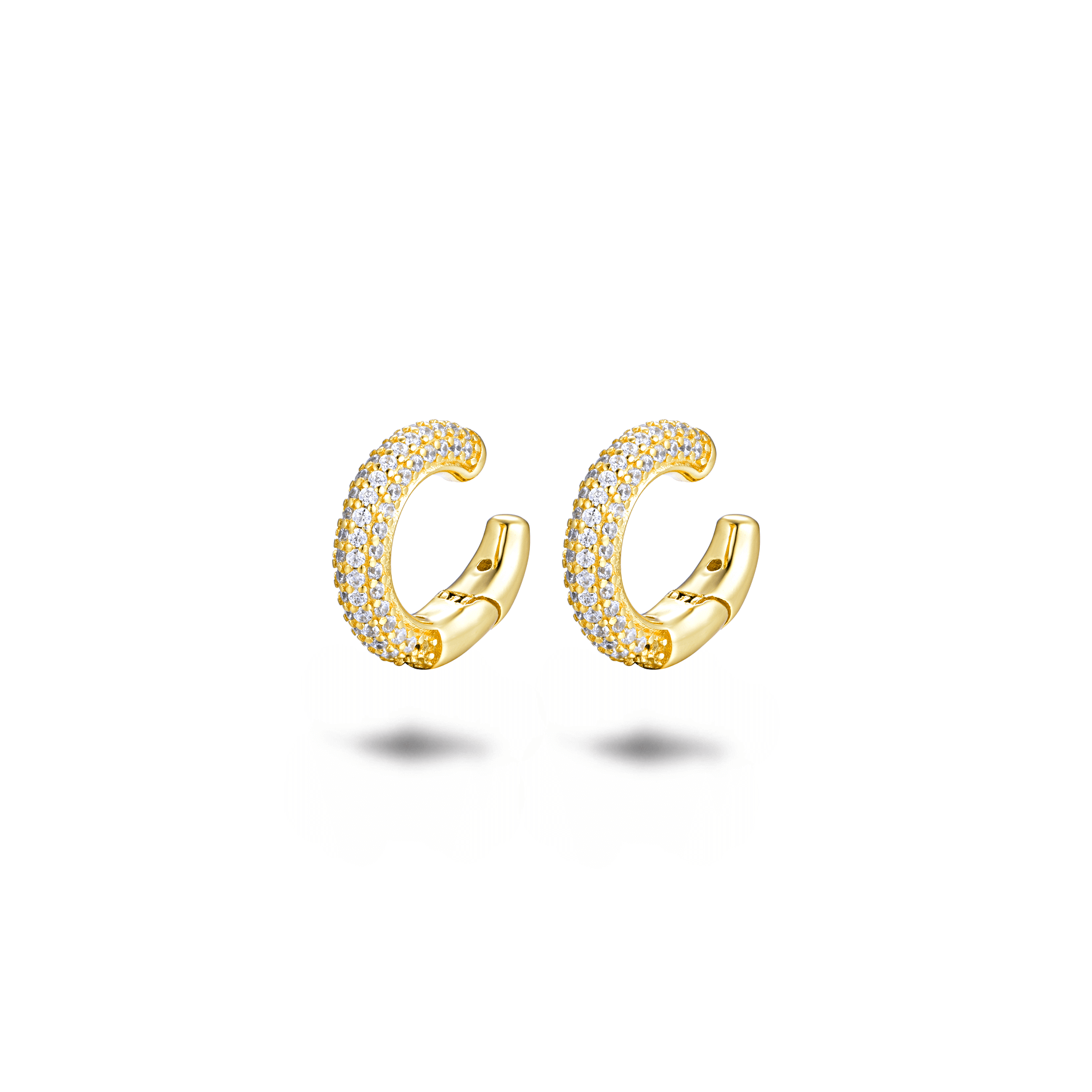 Boucles d'oreilles dorées Or jaune 18k assemblées d'oxyde de zirconium - Maison Di Giorgio