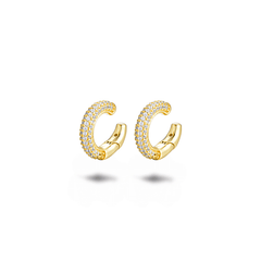 Boucles d'oreilles dorées Or jaune 18k assemblées d'oxyde de zirconium - Maison Di Giorgio
