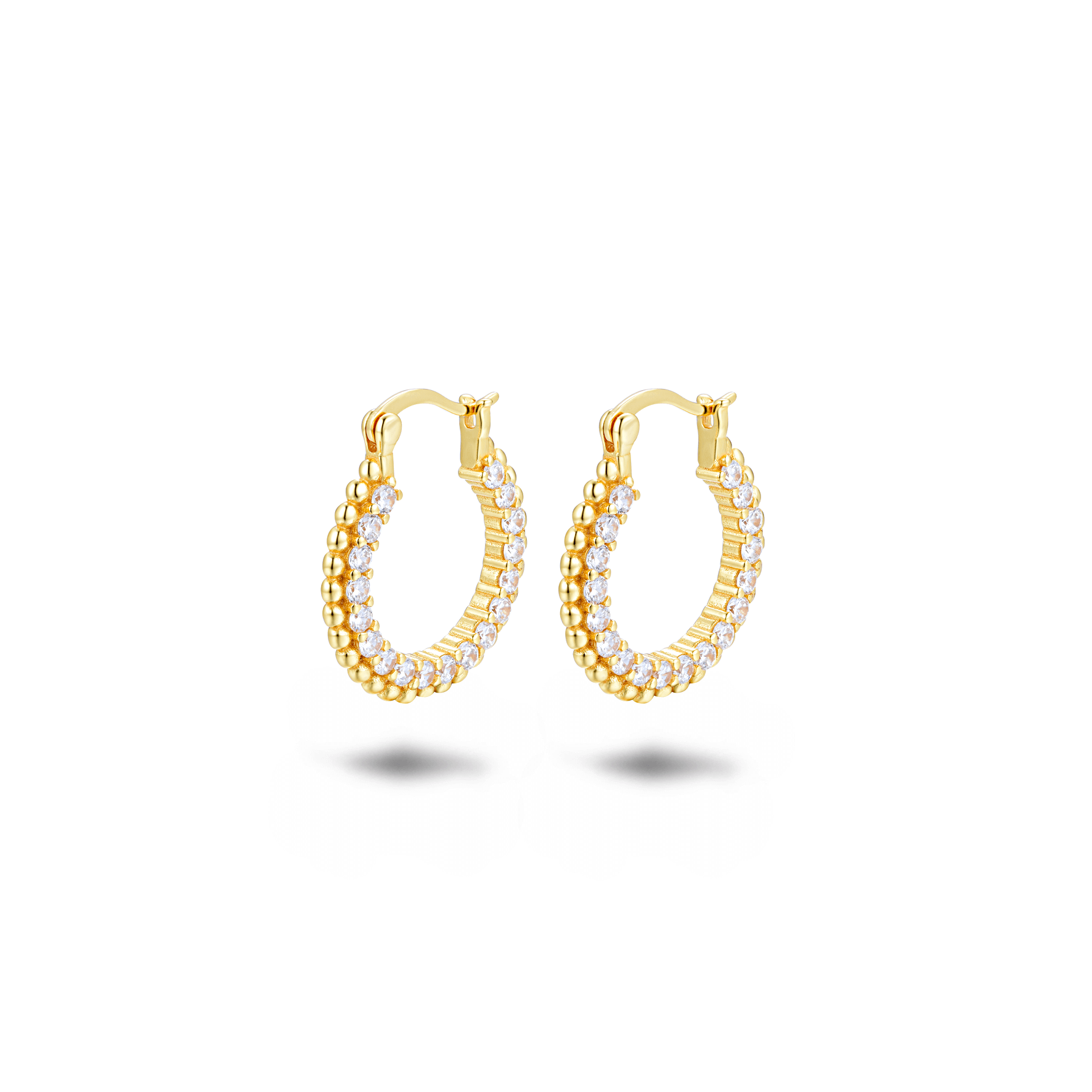 Boucles d'oreilles dorées Or jaune 18k assemblées d'oxyde de zirconium - Maison Di Giorgio