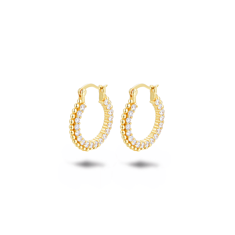 Boucles d'oreilles dorées Or jaune 18k assemblées d'oxyde de zirconium - Maison Di Giorgio