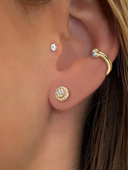 Boucles d'oreilles dorées Or jaune 18k assemblées d'oxyde de zirconium - Maison Di Giorgio