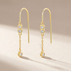 Boucles d'oreilles - Dorées à l'Or jaune fin, Oxyde de zirconium