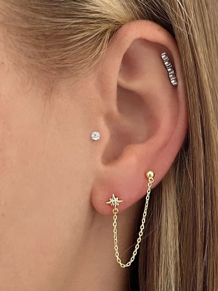 Boucles d'oreilles dorées Or jaune 18k assemblées d'Oxyde de zirconium - Maison Di Giorgio