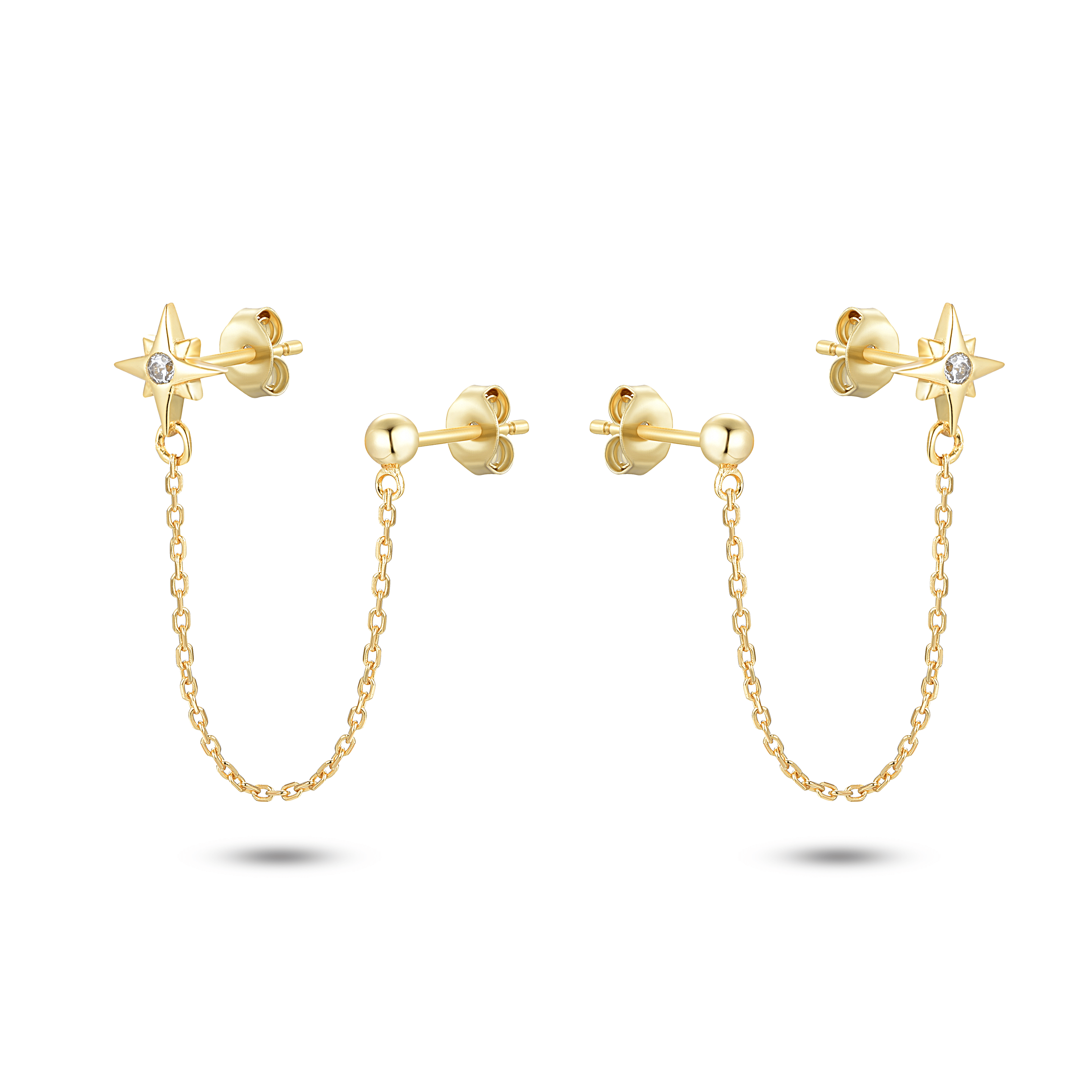 Boucles d'oreilles dorées Or jaune 18k assemblées d'Oxyde de zirconium - Maison Di Giorgio