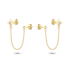 Boucles d'oreilles dorées Or jaune 18k assemblées d'Oxyde de zirconium - Maison Di Giorgio