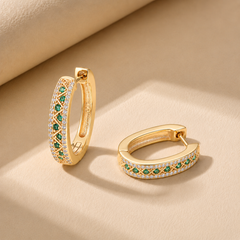 Boucles d'oreilles - Dorées à l'Or jaune fin, Oxyde de zirconium