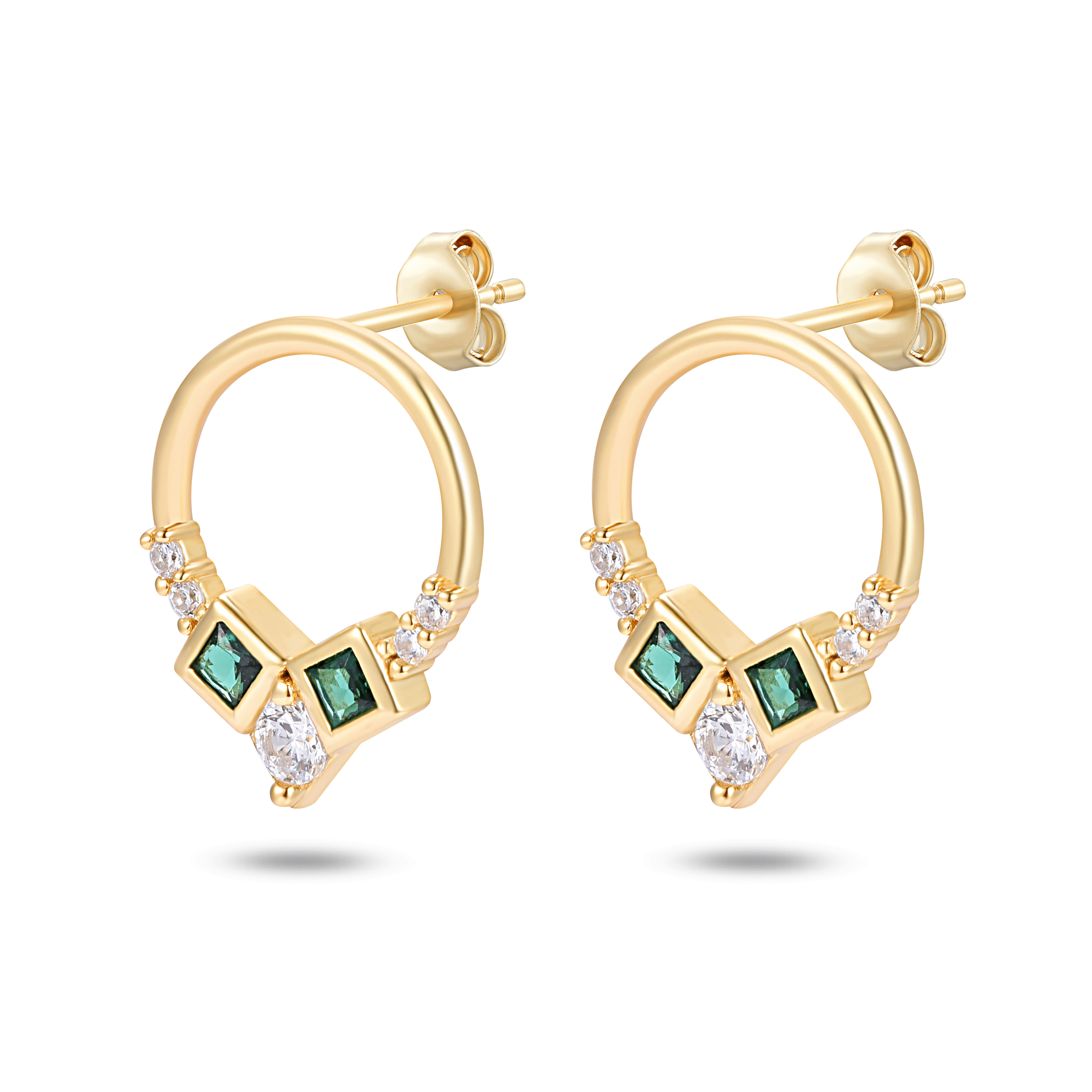 Boucles d'oreilles dorées Or jaune 18k assemblées d'Oxyde de zirconium - Maison Di Giorgio