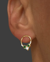 Boucles d'oreilles dorées Or jaune 18k assemblées d'Oxyde de zirconium - Maison Di Giorgio