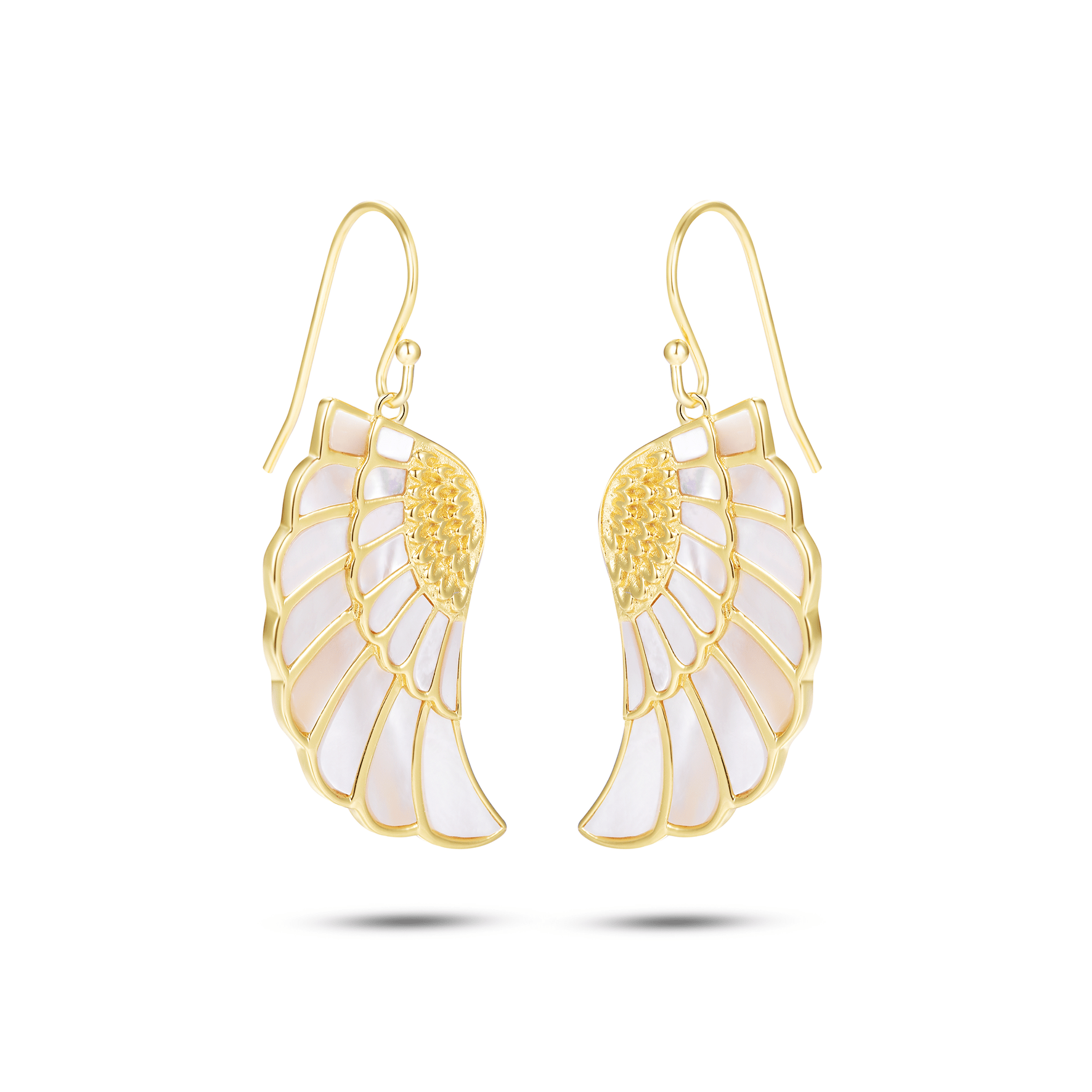 Boucles d'oreilles dorées Or jaune 18k assemblées de Nacre blanche - Maison Di Giorgio