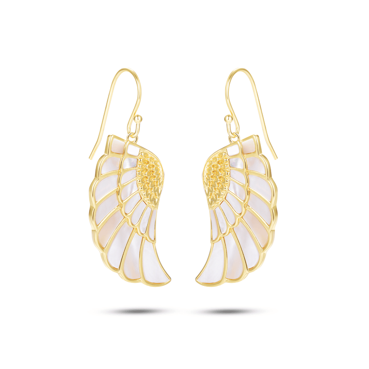 Boucles d'oreilles dorées Or jaune 18k assemblées de Nacre blanche - Maison Di Giorgio