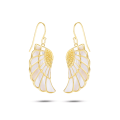 Boucles d'oreilles dorées Or jaune 18k assemblées de Nacre blanche - Maison Di Giorgio