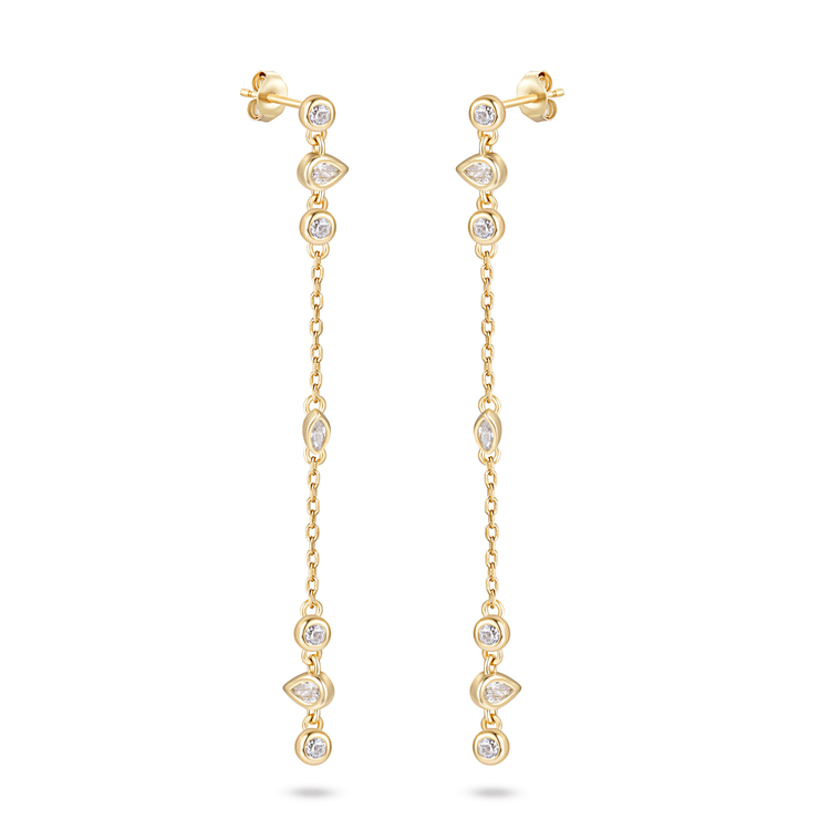 Boucles d'oreilles dorées Or jaune 18k assemblées d'Oxyde de zirconium - Maison Di Giorgio