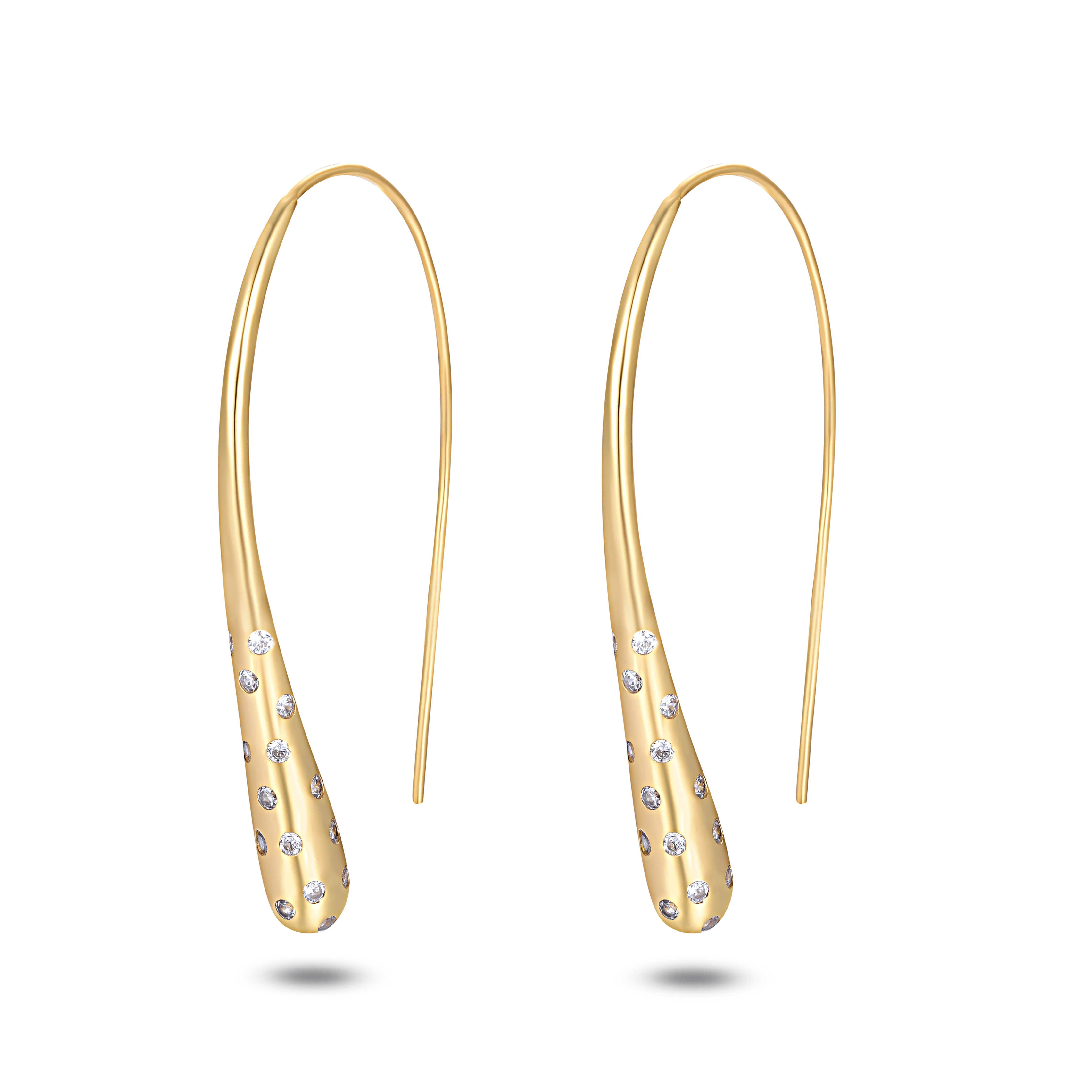 Boucles d'oreilles dorées Or jaune 18k assemblées d'Oxyde de zirconium - Maison Di Giorgio