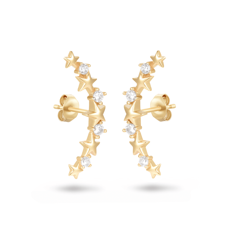 Boucles d'oreilles dorées Or jaune 18k assemblées d'Oxyde de zirconium - Maison Di Giorgio