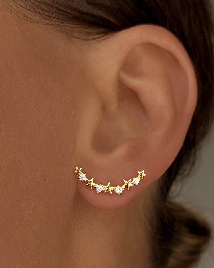 Boucles d'oreilles dorées Or jaune 18k assemblées d'Oxyde de zirconium - Maison Di Giorgio