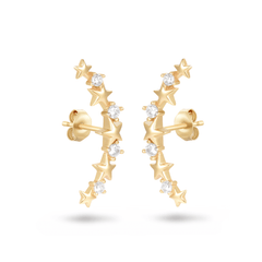 Boucles d'oreilles dorées Or jaune 18k assemblées d'Oxyde de zirconium - Maison Di Giorgio