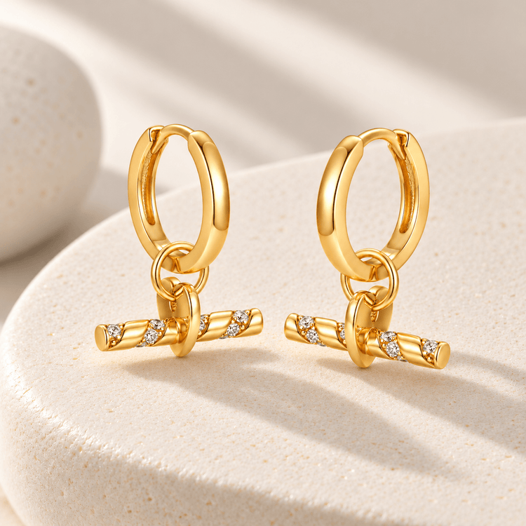 Boucles d'oreilles - Dorées Or jaune 18k, Oxyde de zirconium - Maison Di Giorgio